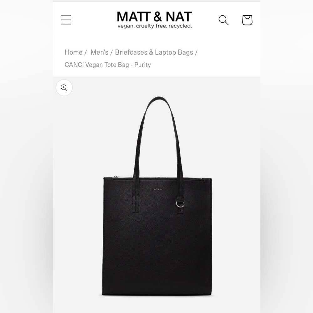 SOLD Matt and Nat black tote bag. Like new condition. Fits laptop